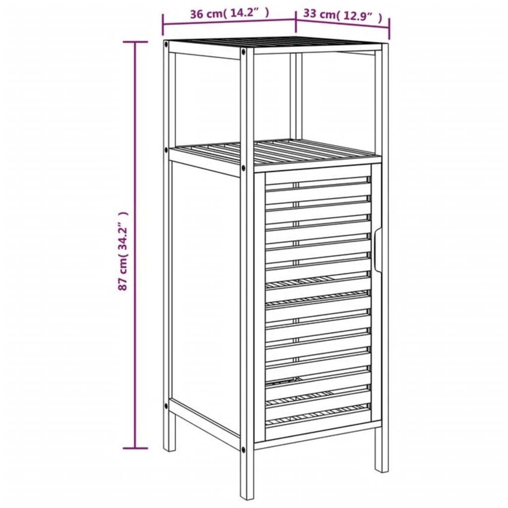 vidaXL Single Door Single Shelf Bamboo Bathroom Cabinet Image 6