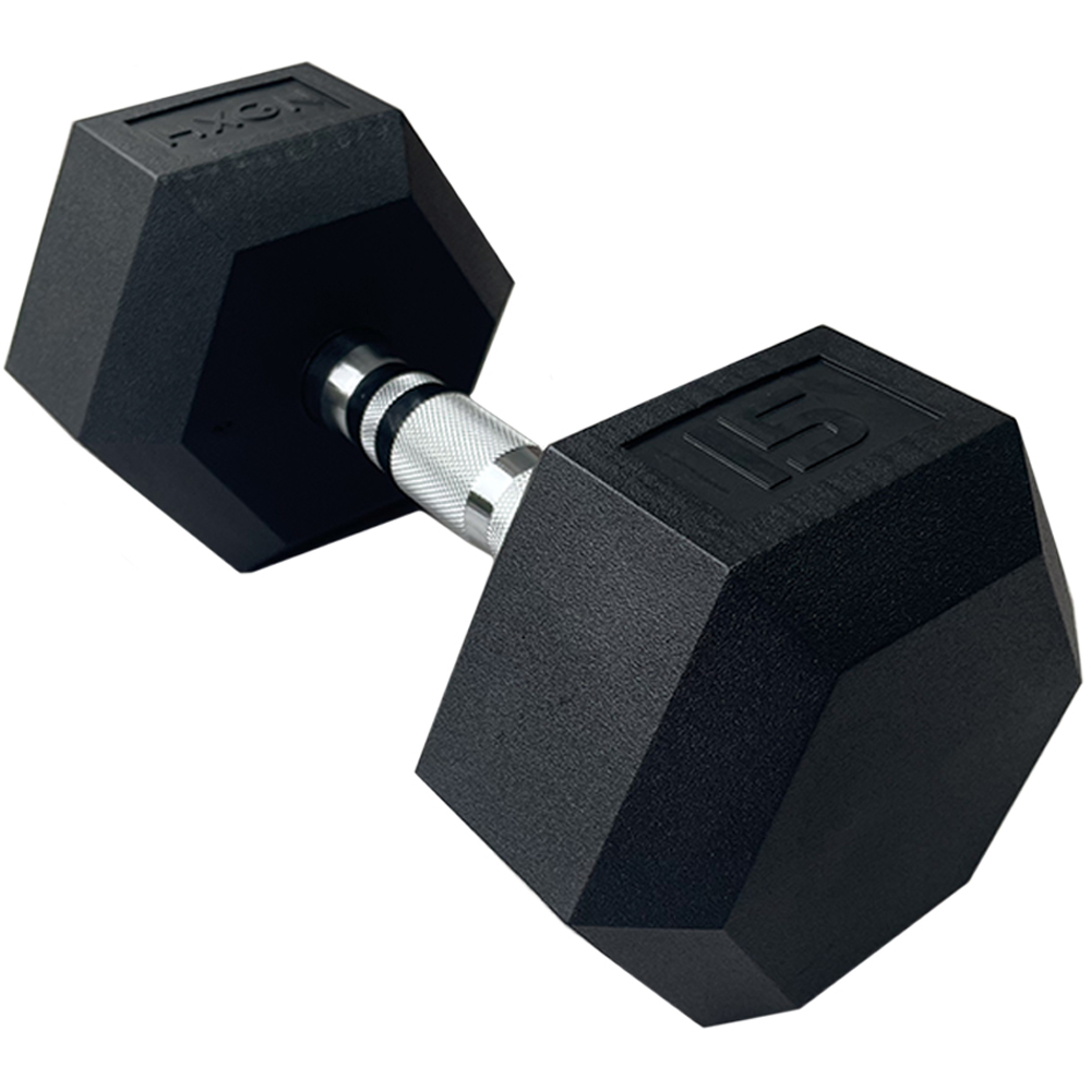 HXGN Pro Hex Black Dumbbell 15kg 2 Pack Image 2