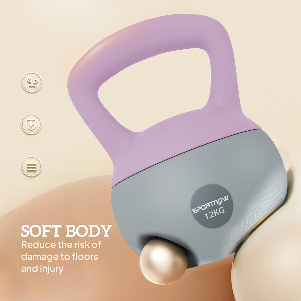 SPORTNOW Purple and Grey Soft Body Kettlebell with Non Slip Handle 12kg Image 7