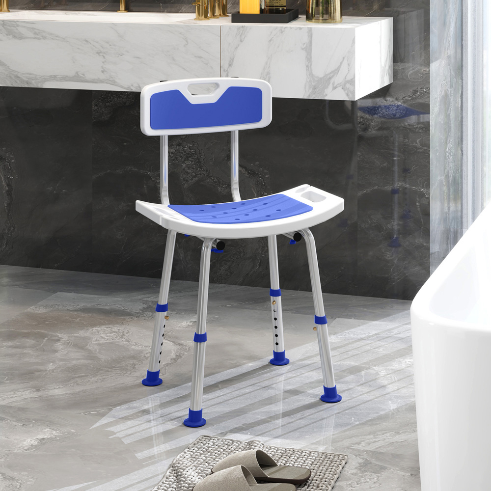 HOMCOM Blue Adjustable Shower Stool Image 2