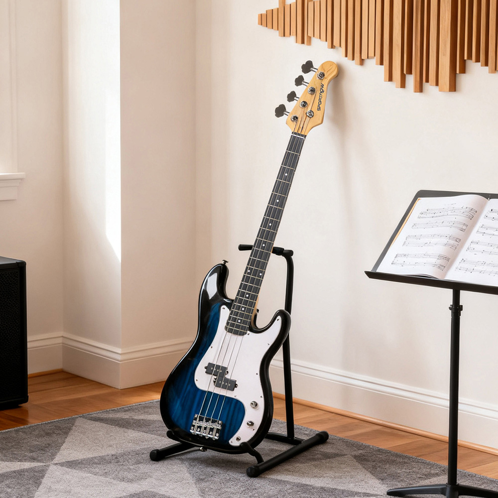 SPORTNOW Blue 4 String Beginner Full Size Electric Bass Guitar Set Image 5