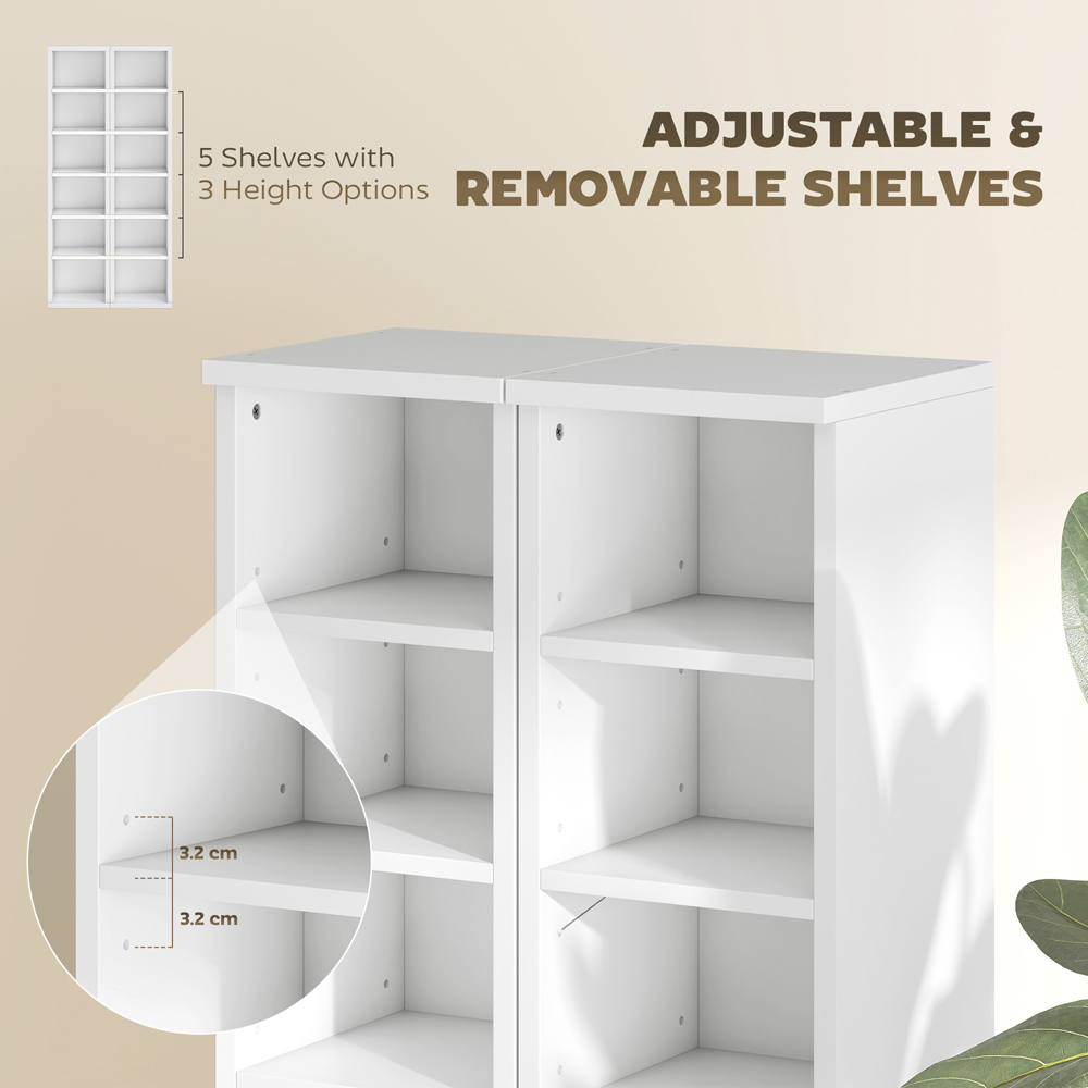 Portland 6 Shelf White Adjustable CD Storage Unit Set of 2 Image 5