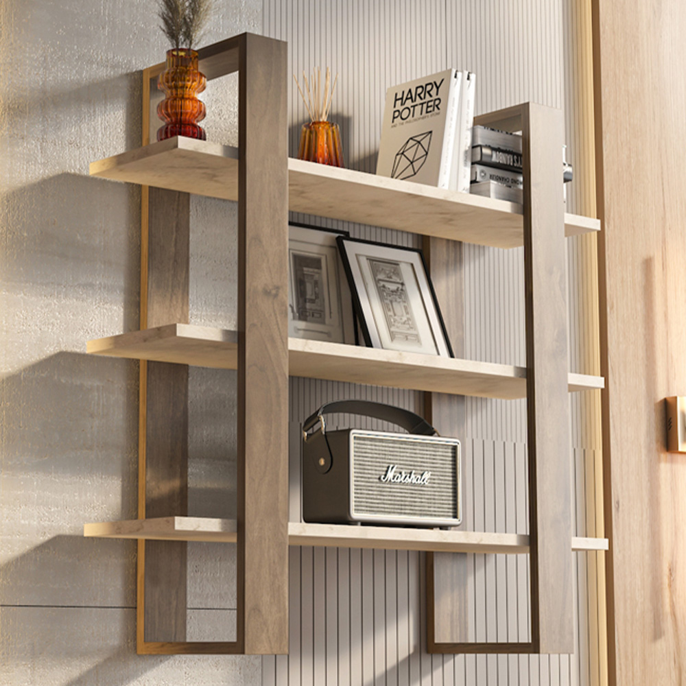 Decorotika Suno 3 Shelf Traverter and Walnut Wall Mounted Display Unit Image 1