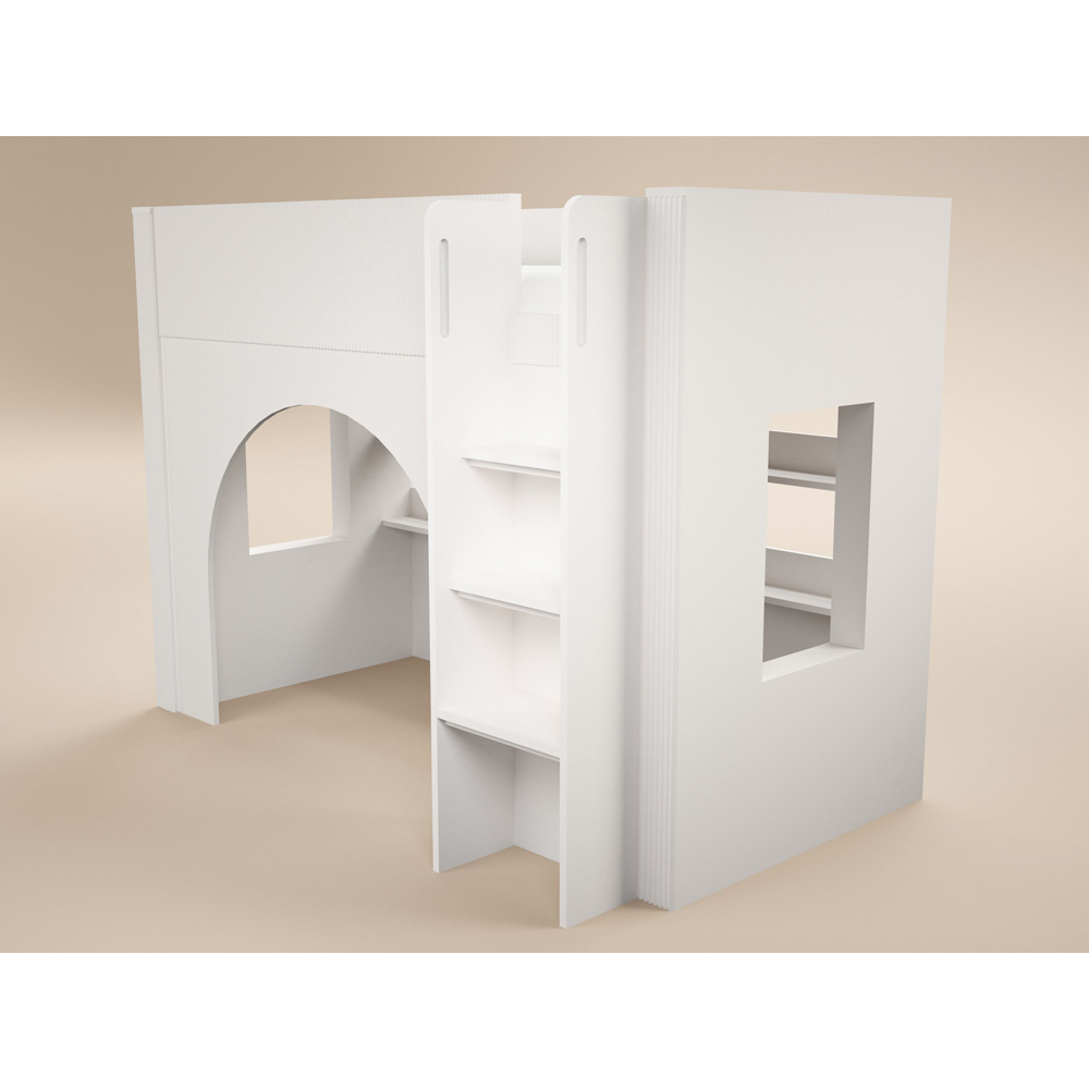 Flair Kaska Single White Ribbed Panel Mid Sleeper Bed Image 2