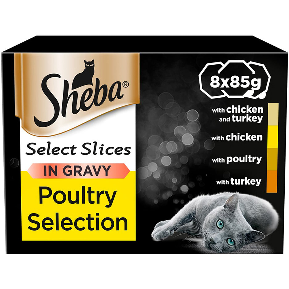 Sheba Select Slices Mixed Poultry Collection in Gravy Cat Trays 8 x 85g Image 1