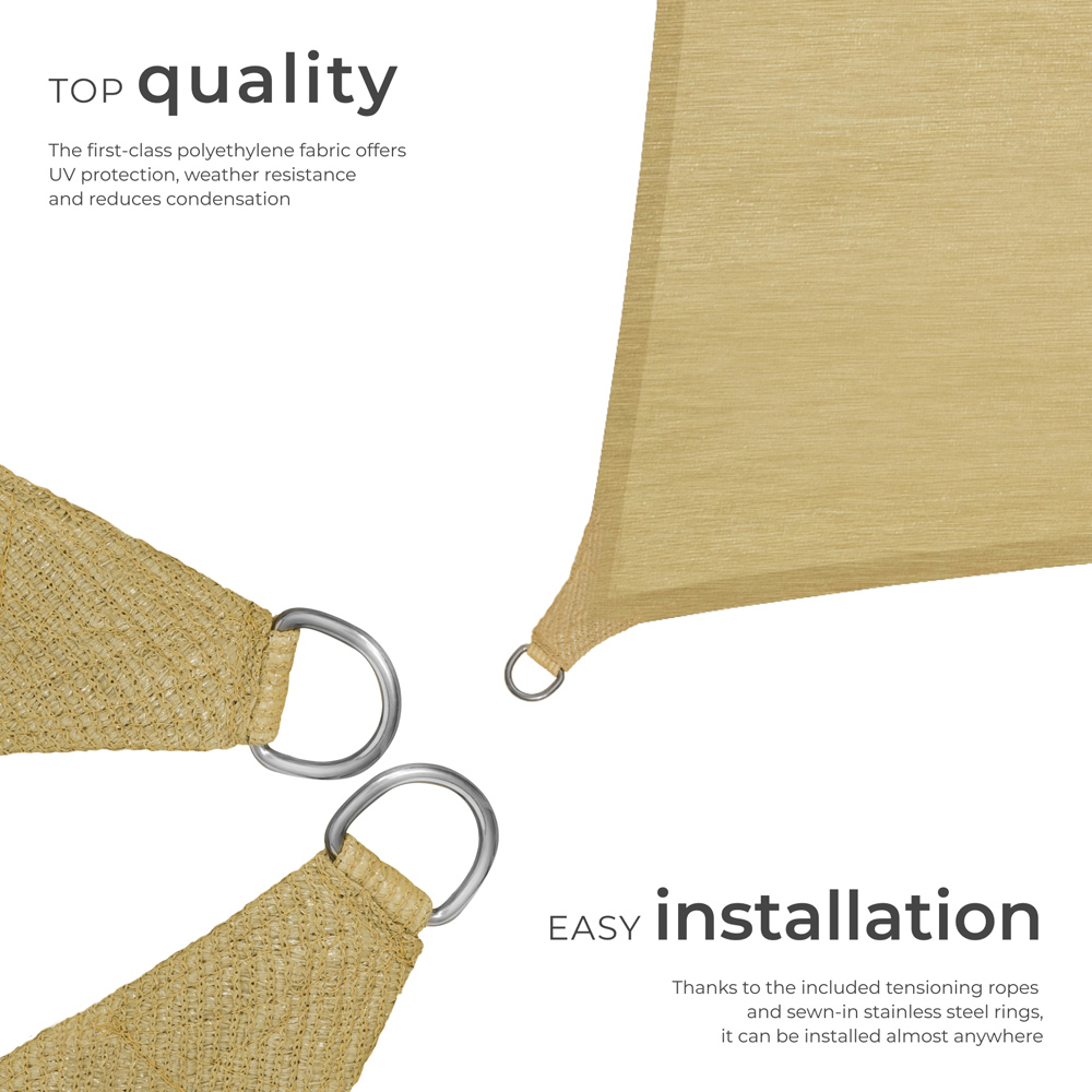 tectake Beige UV 50+ Rectangular Shade Sail 300cm Image 3
