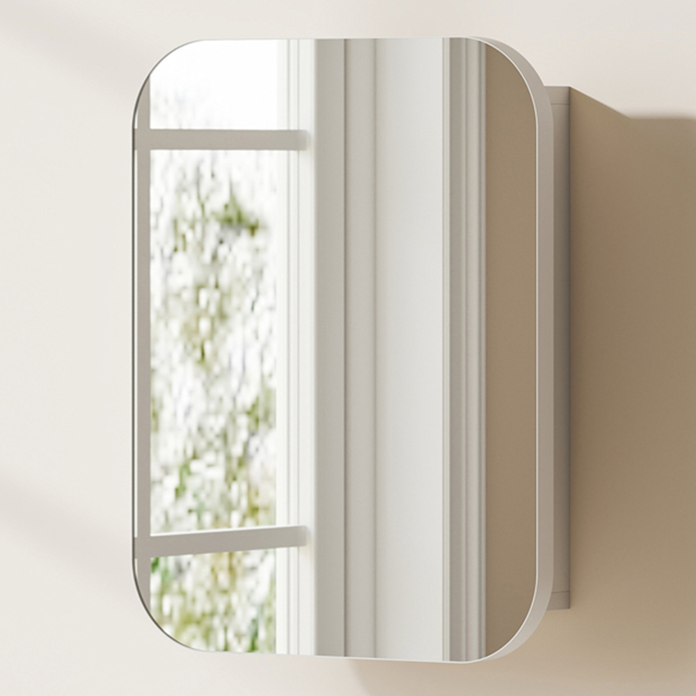 Portland White Wall Mounted Adjustable Bathroom Cabinet with Mirror Image 1
