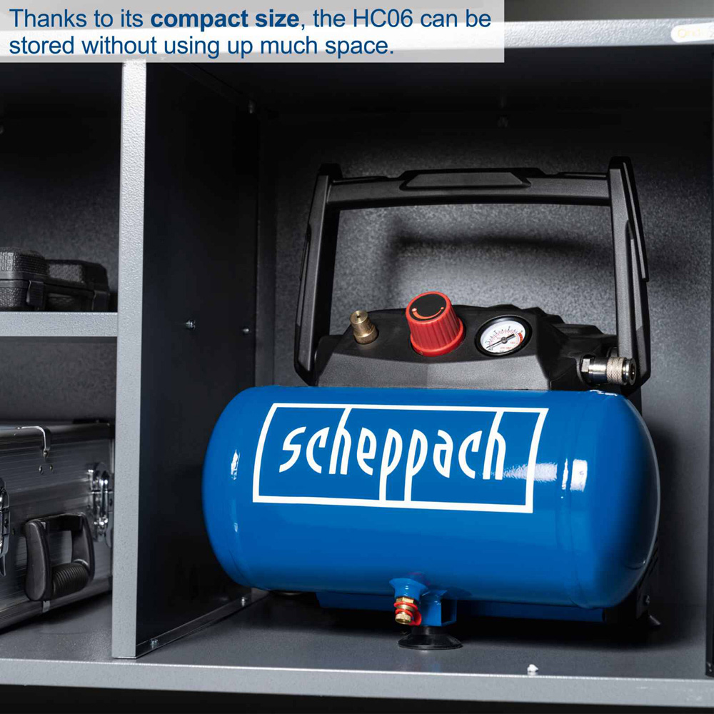 Scheppach HC06 6L Electric Air Compressor with 5m Hose and Accessory Kit 1200W Image 6