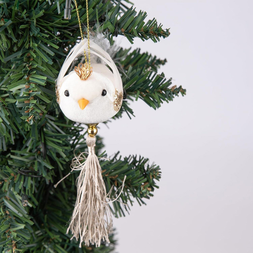 Shatchi White Robin Hanging Christmas Decoration Image 3