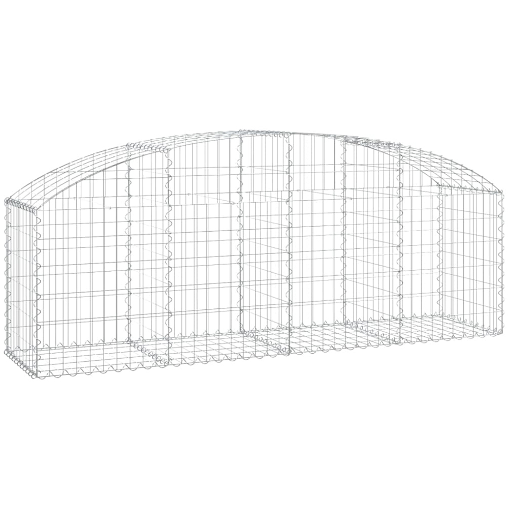 vidaXL Silver Galvanised Iron Arched Gabion Basket 200 x 50 x 60/80cm Image 1