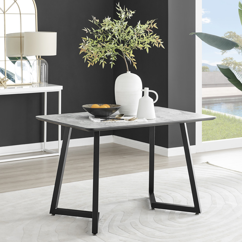 Furniturebox Copeland Cesano Marble Effect 4 Seater Dining Set White Cream and Gold Image 2