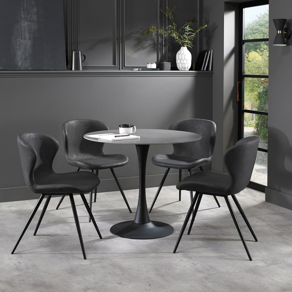 Bentley Designs Mason 4 Seater Grey Sintered Stone Circular Dining Table Image 4