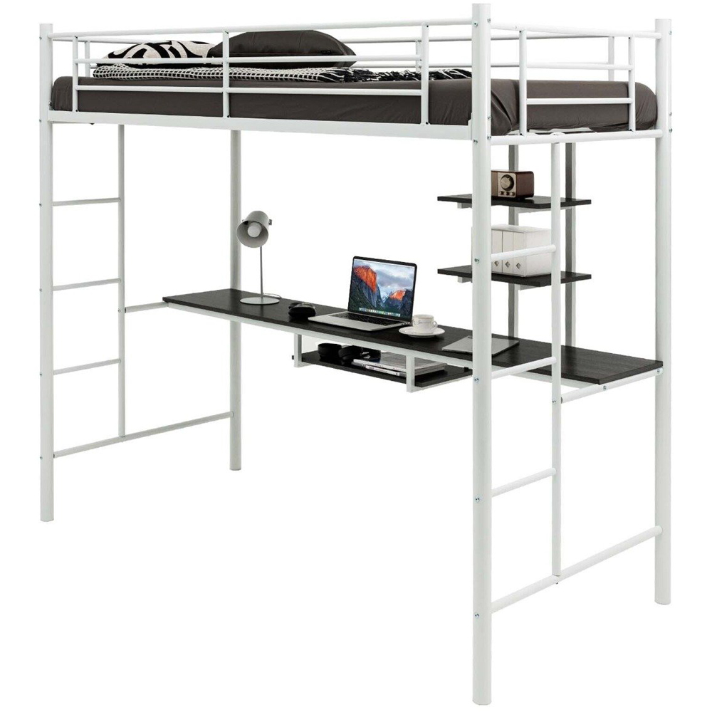 Costway Single White High Sleeper with Storage Image 3