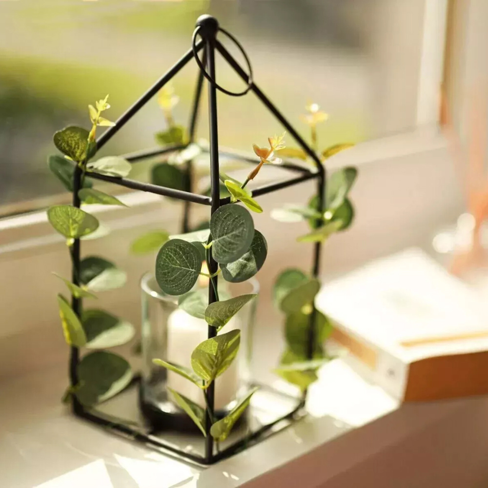 Marco Paul Eucalyptus Metal Black Candle Holder Lantern Christmas Decoration Image 4