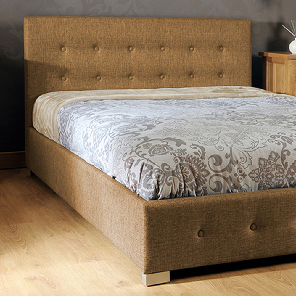 Brooklyn Double Mocha Fabric Storage Ottoman Bed Image 2