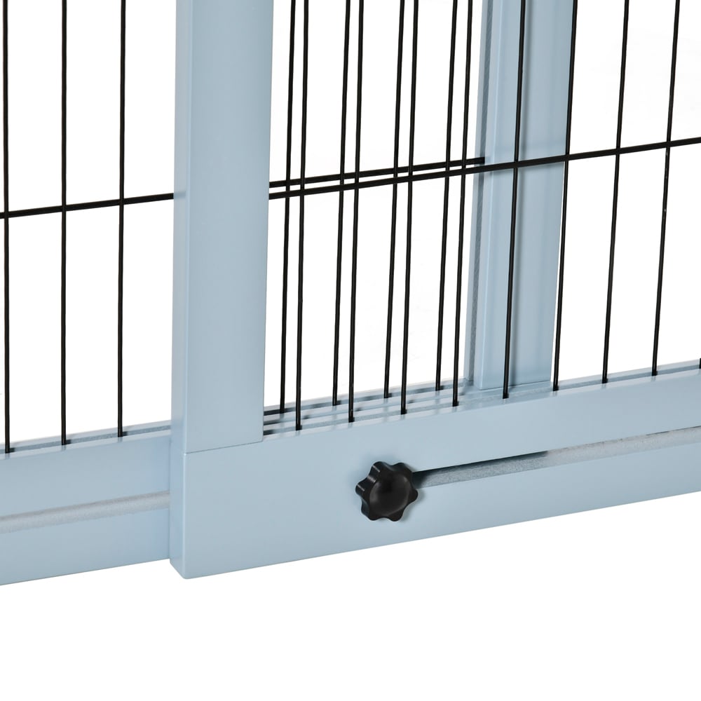 PawHut Grey Adjustable Wooden Doorway Freestanding Pet Safety Gate Image 3