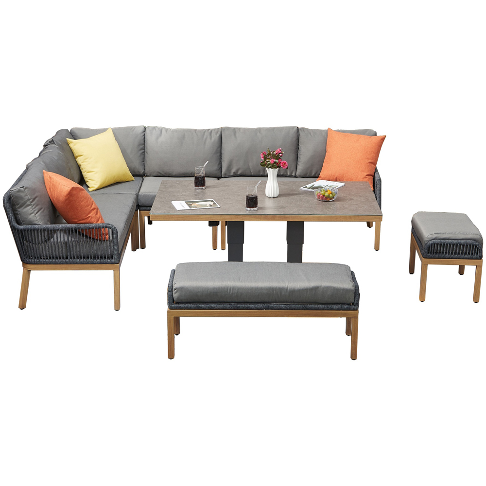 Furniture One 9 Seater Aluminium Corner Sofa Set with Lift Up Table Image 3