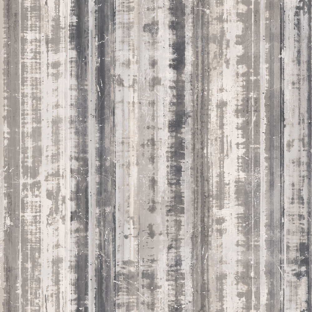 Galerie Grunge Corrugated Metal Effect Grey Wallpaper Image 1