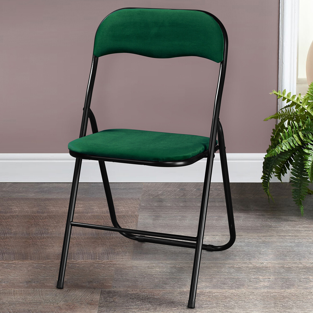 Emerald Velvet Touch Steel Folding Chair Image 1