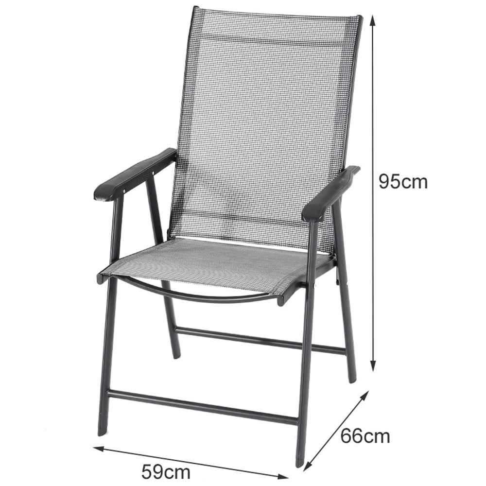 Living and Home Glass 4 Seater Round Garden Dining Set Black Image 8