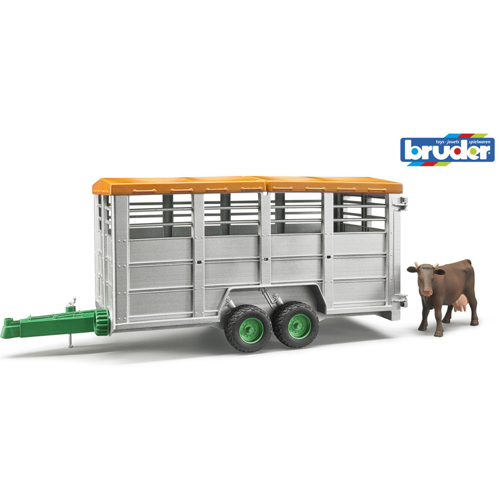 Bruder Kids Livestock Trailer Playset Model with Cow Figure Image 8