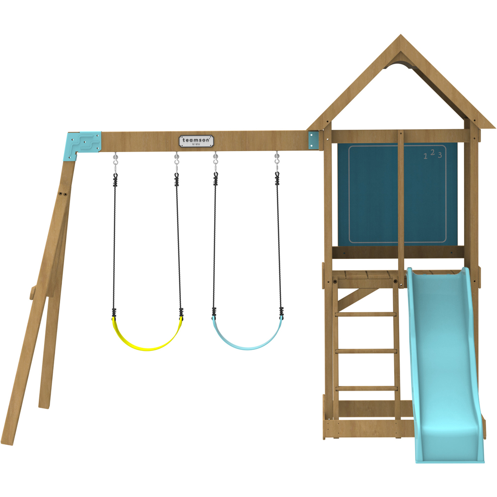 Teamson Home Panama Aqua and Natural Outdoor Wooden Swing Set Image 3