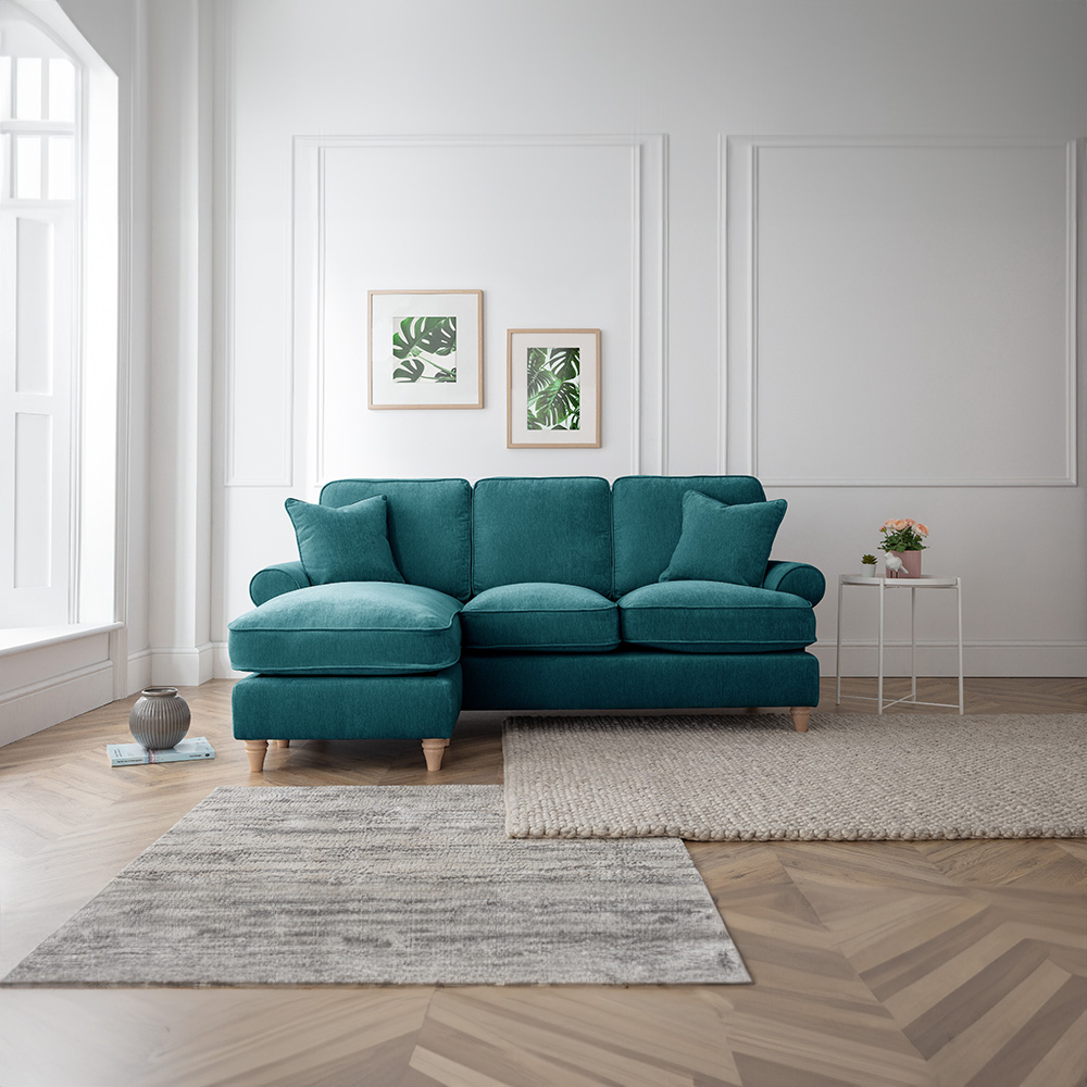 The Victoria 3 Seater Emerald Left Hand Chaise Sofa Image 4