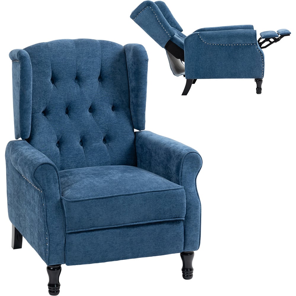 HOMCOM Royal Blue Manual Recliner Armchair Recliner with Footrest Image 2
