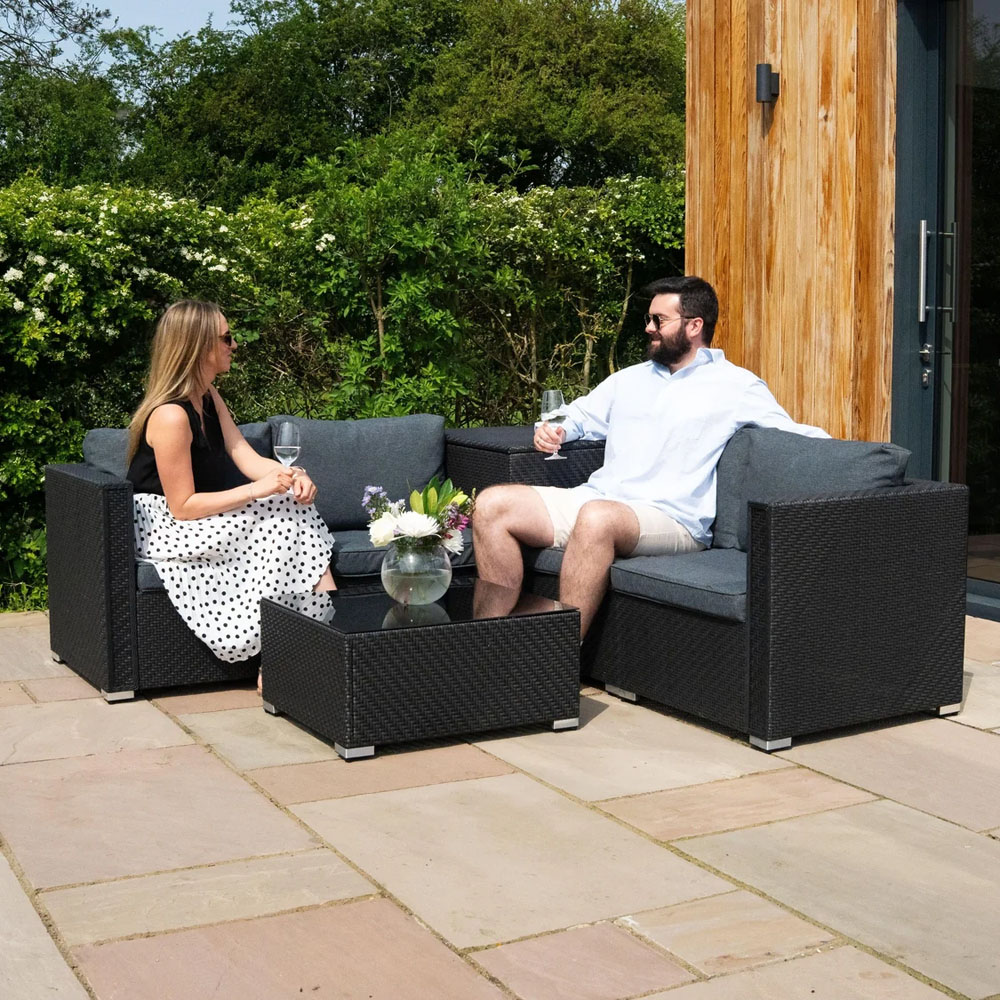 MonsterShop 6 Piece Black Rattan Modular Furniture Set Image 3