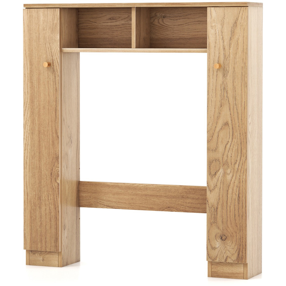 Costway Natural 2 Compartments Over The Toilet Storage Cabinet Image 2