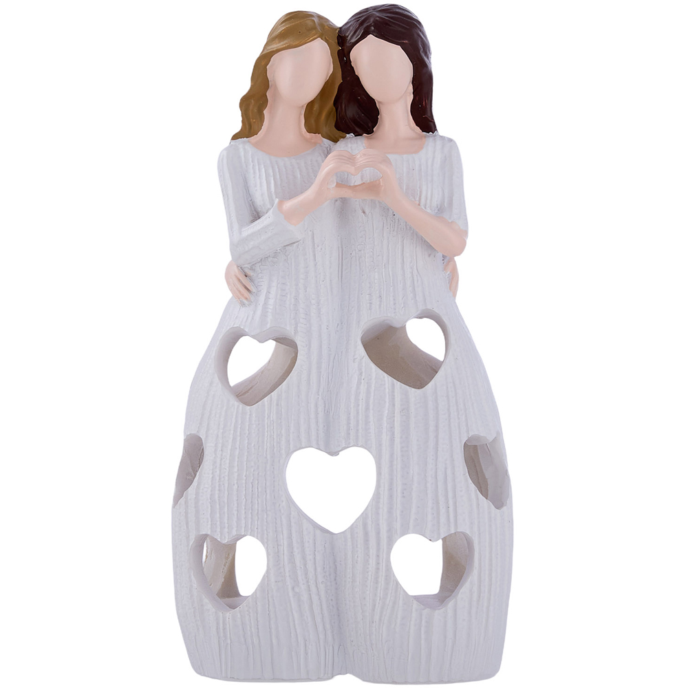 Living and Home White Resin Duo Tealight Holder Image 1