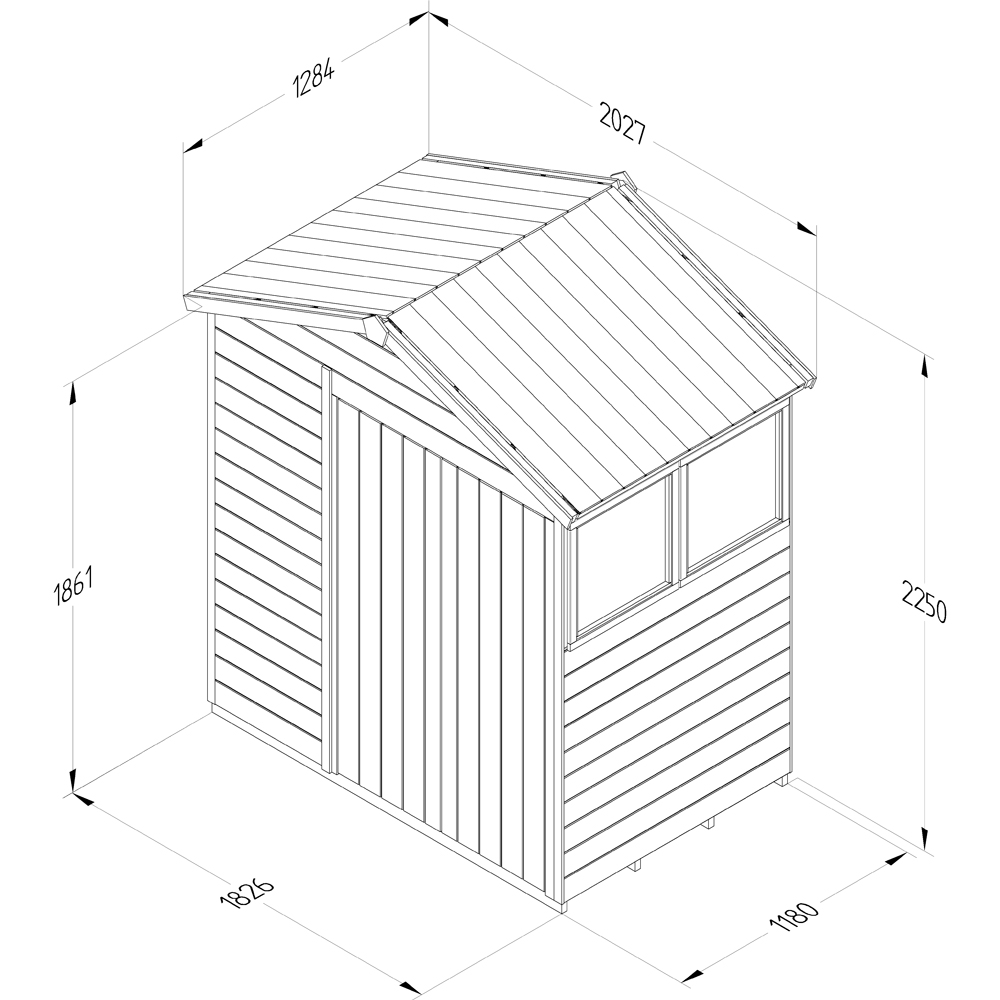 Forest Garden Timberdale 6 x 4ft 2 Opening Apex Shed Image 9
