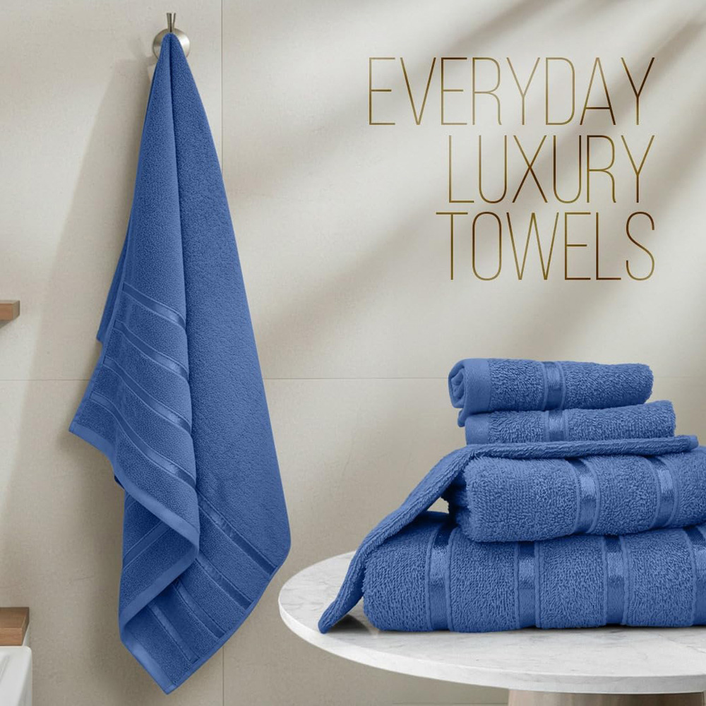 Smart Living Boston 8 Piece Royal Blue and Navy Towel Bale Set Image 9