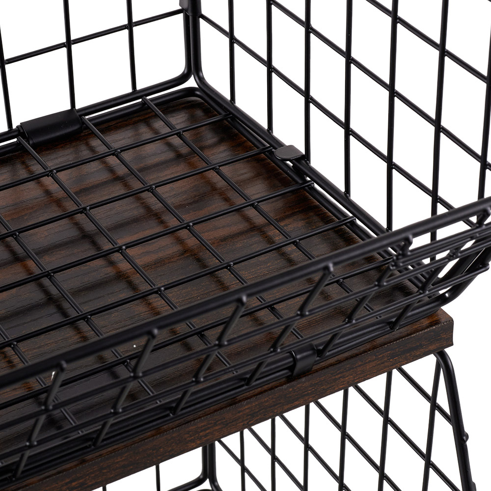 Living and Home 2 Piece Stackable Kitchen Storage Rack with Hanging Hook Image 5