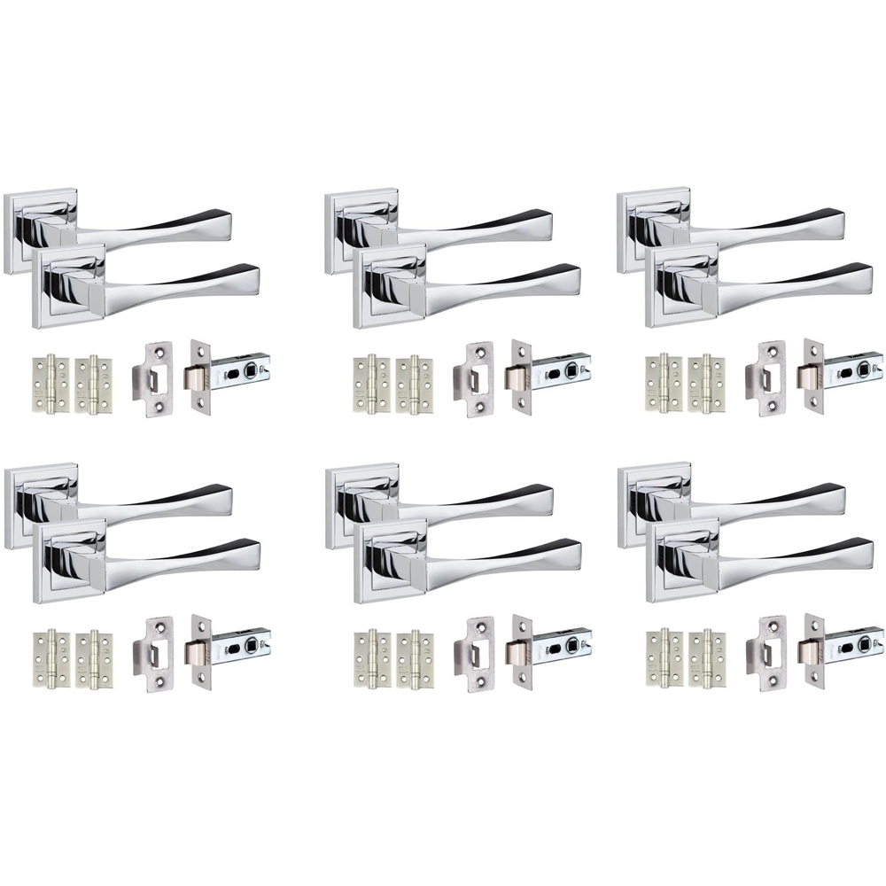 Golden Grace Polished Chrome Astrid Straight Door Handle Set 6 Pack Image 1
