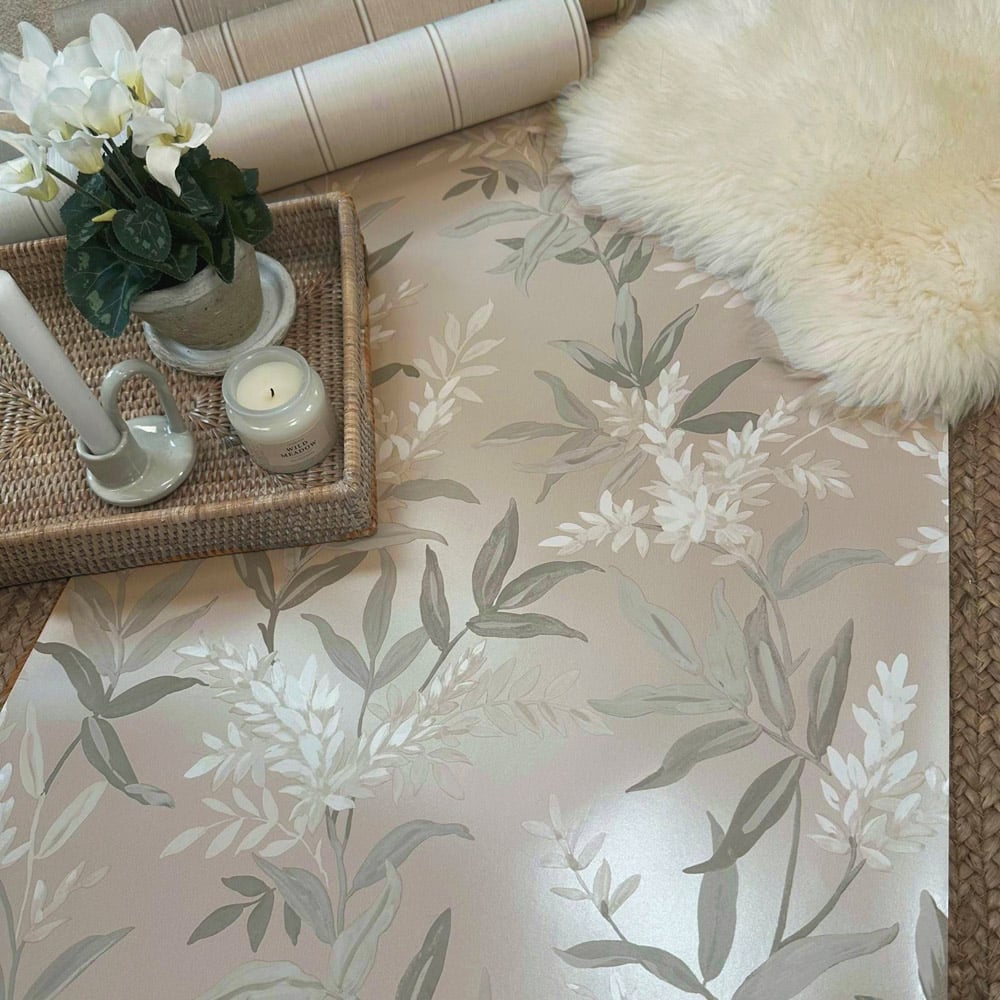 Belgravia Decor Olivia Floral Beige Wallpaper Image 2