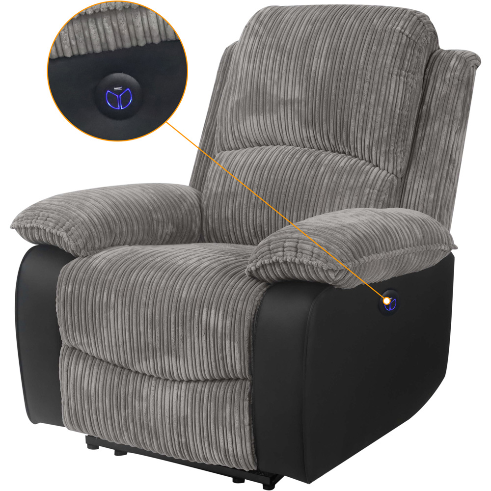 Comfy Living Grey Cord Fabric Electric Recliner Chair Image 4