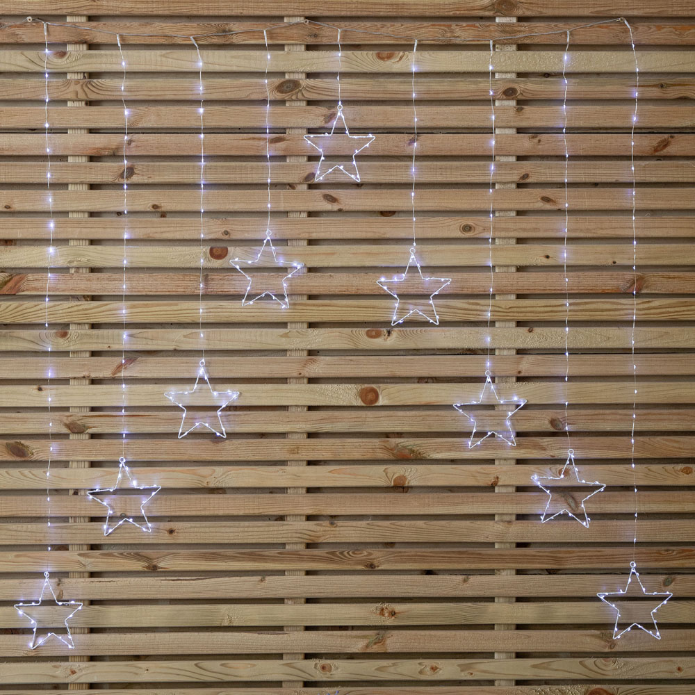 Samuel Alexander 303 White LED Star Pin Wire Christmas Curtain Lights 1.2 x 1.2m Image 1