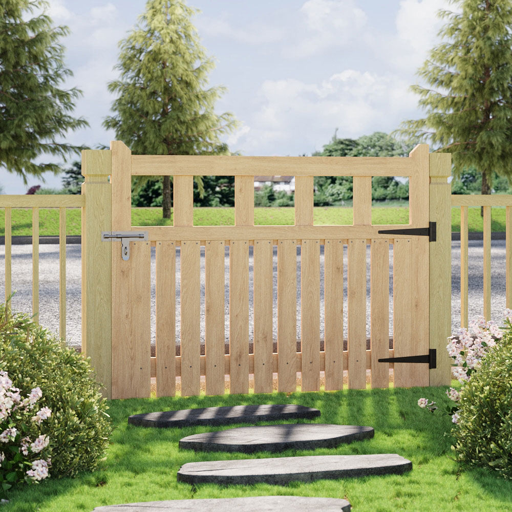 Outdoor Minimalist Nature Wooden Straight-Corner Garden Fence Door, 120 x 90 x 2.5cm Image 2