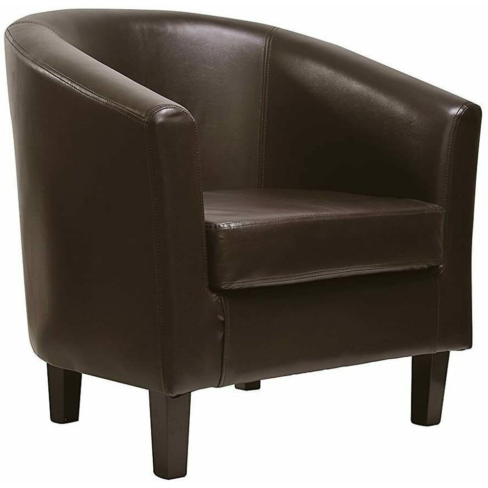 wilko Brown Faux Leather Tub Arm Chair Image 2