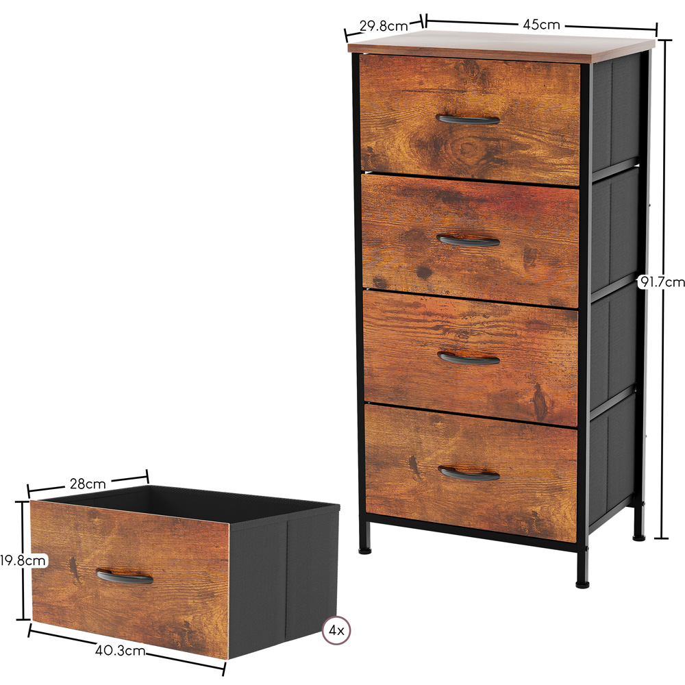 Vida Designs Chorley 4 Drawer Rustic Brown Fabric Chest of Drawer Image 7