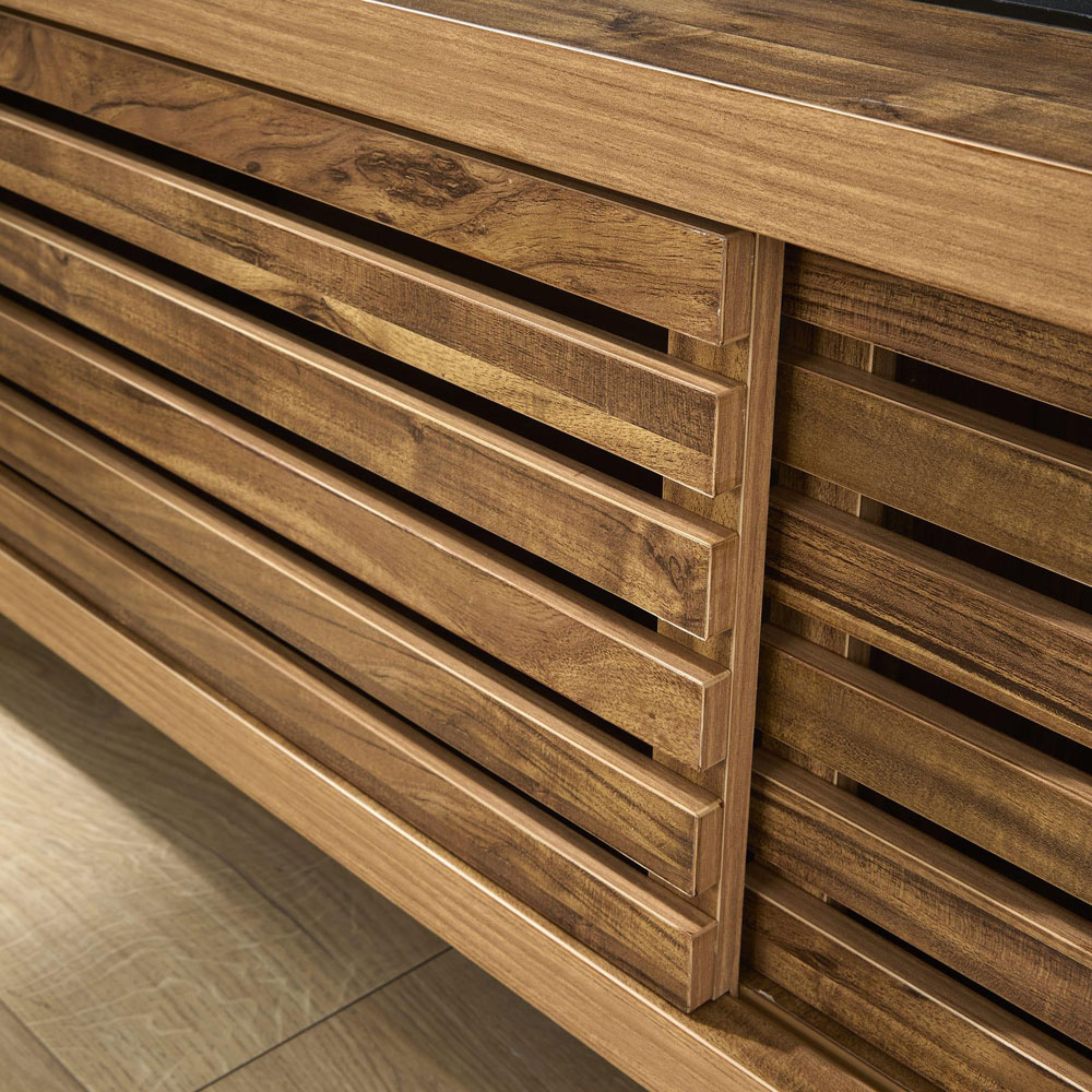 Home Source Luna 2 Sliding Door Oak TV Unit Image 4