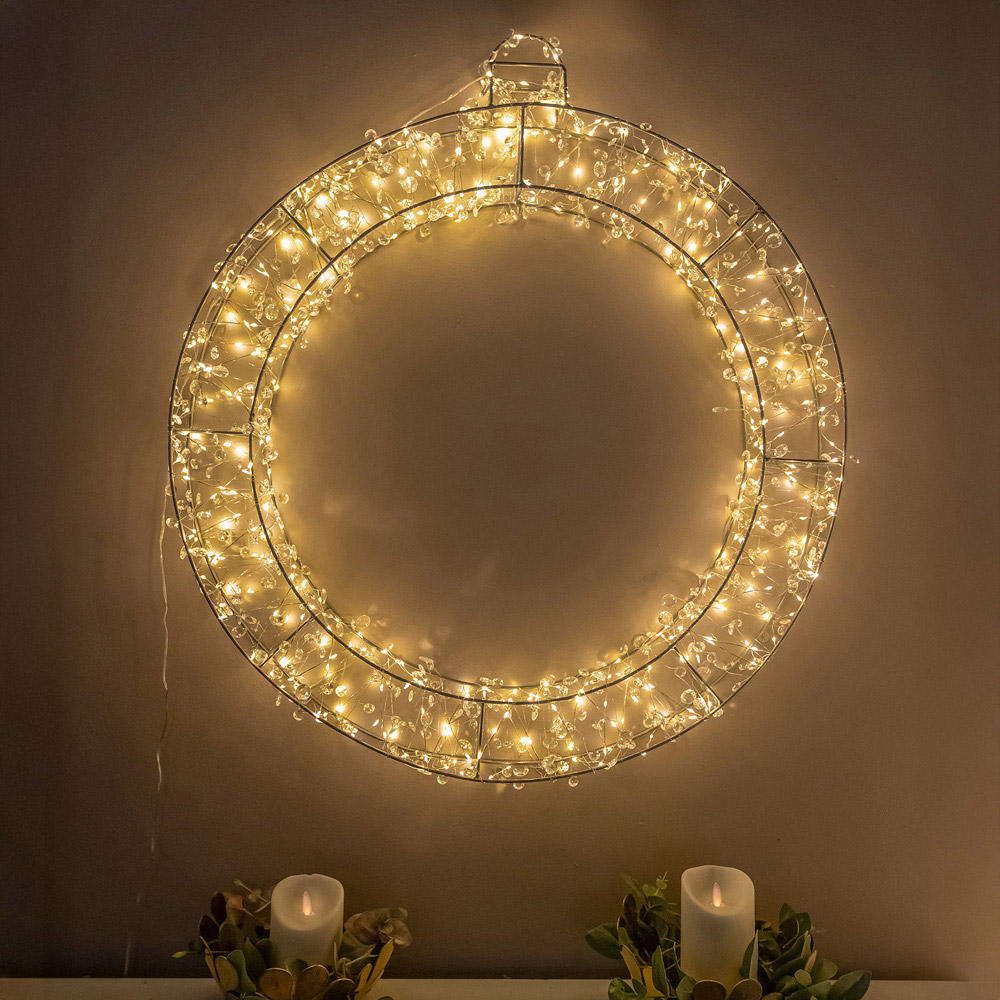 The Christmas Centre 500 Warm White LED Pre-Lit Silver Light-Up Bauble 70cm Image 6