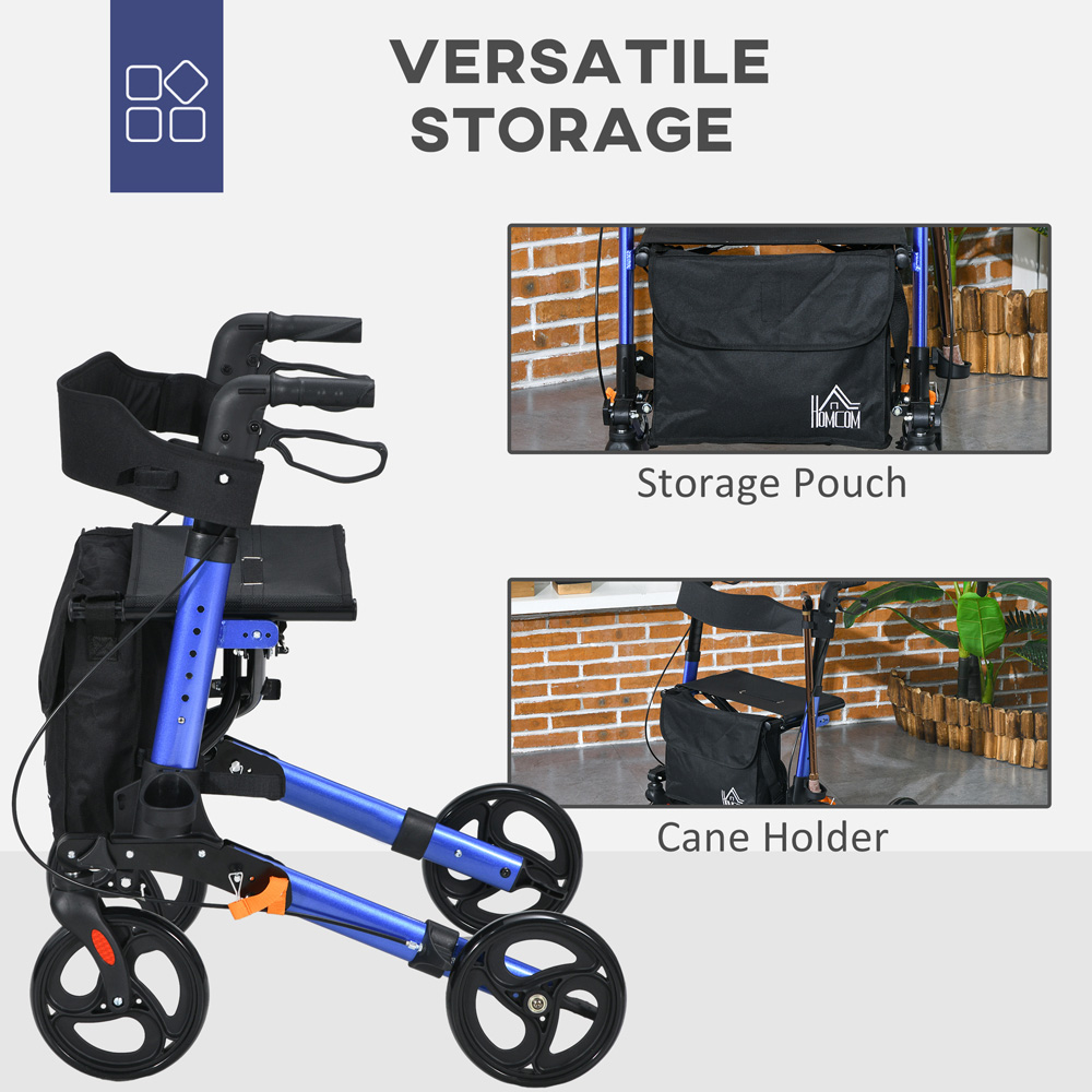 HOMCOM Blue Aluminium Rollator Walker Image 5