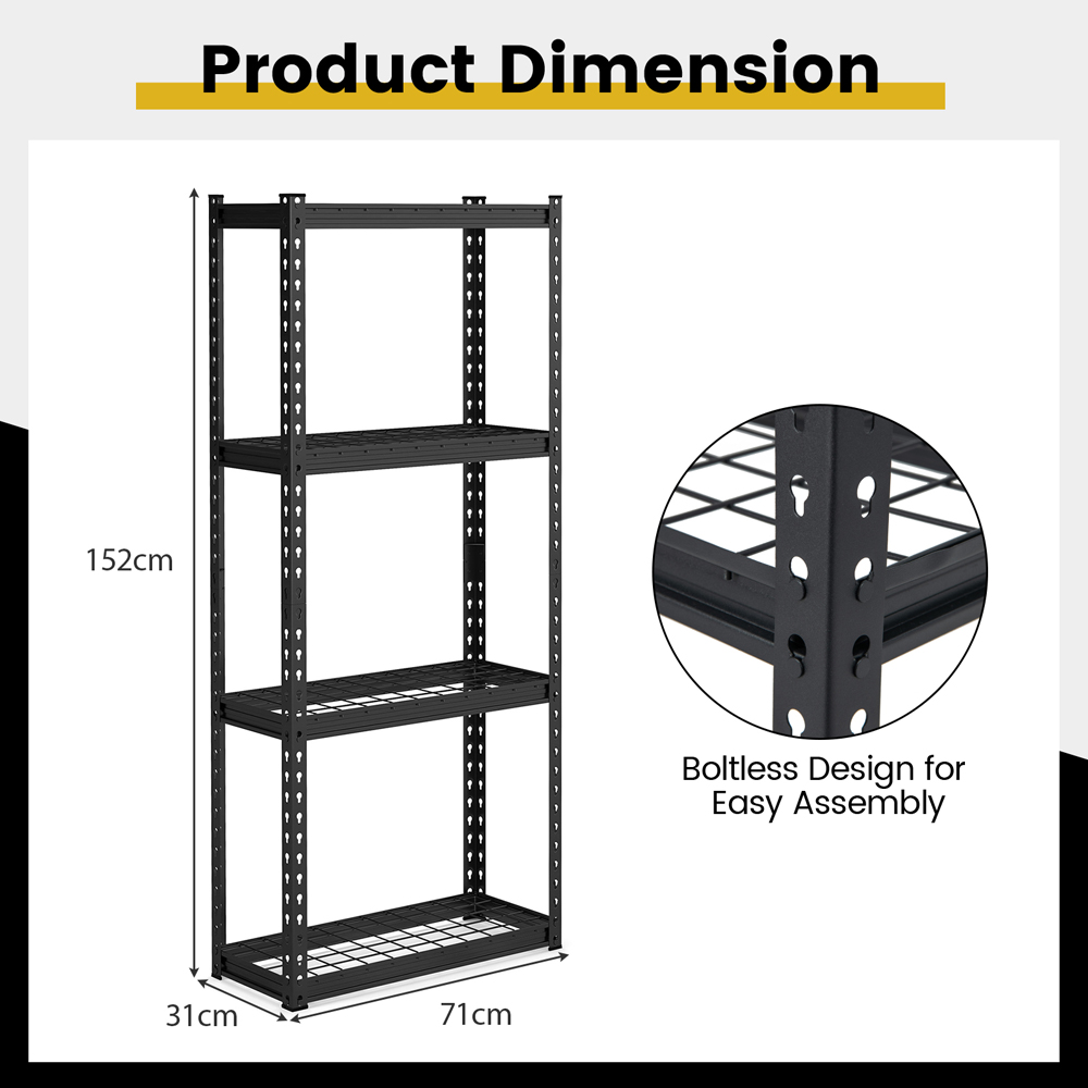 Costway 4 Shelf Black Garage Shelving Unit Image 7
