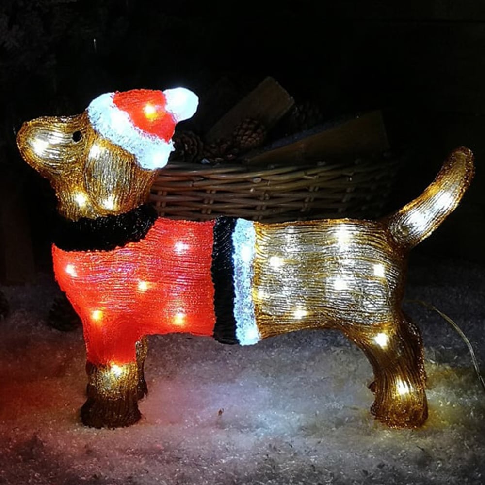 Samuel Alexander Ice White LEDs Acrylic Dachshund Christmas Decoration 36cm Image 1