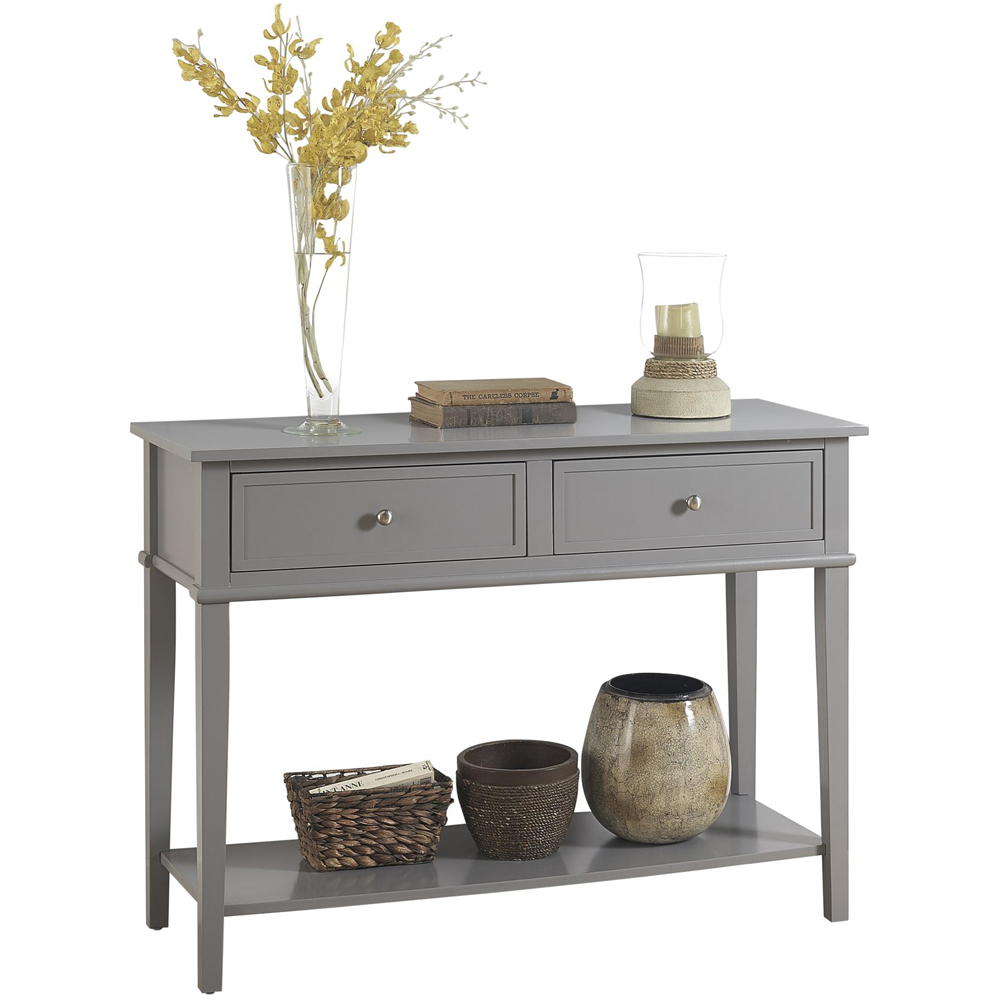 Dorel Franklin 2 Drawer Single Shelf Grey Console Table Image 5