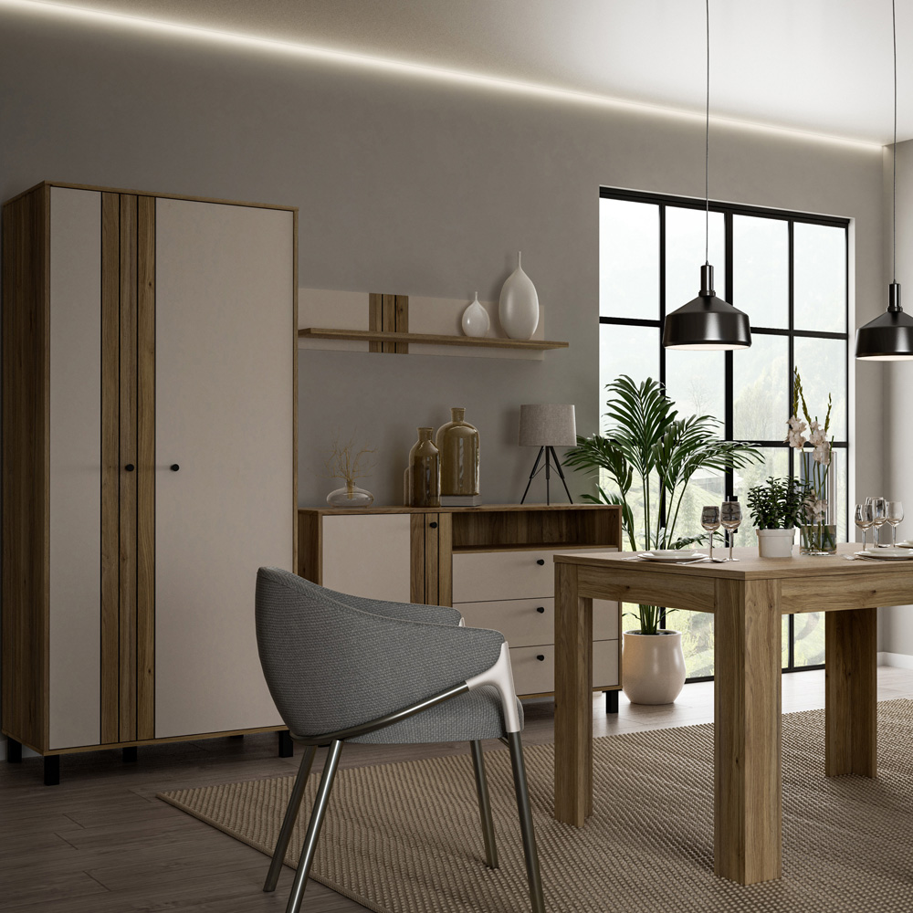 Florence Grafton 2 Door Cream and Oak Wardrobe Image 6