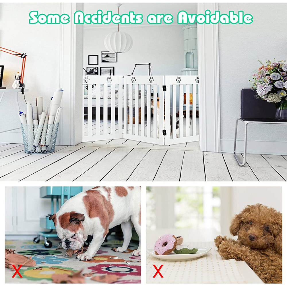 Costway 3 Panel White Foldable Pet Safety Gate Image 6