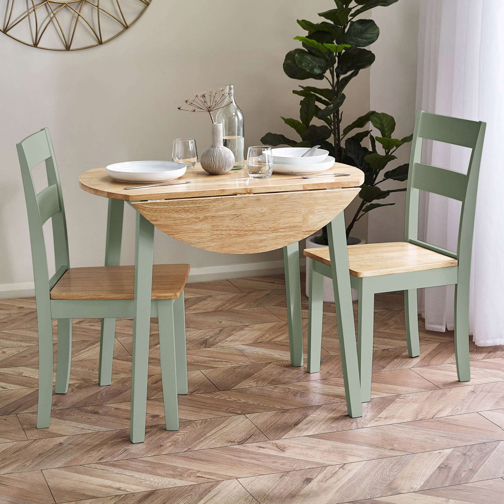 Julian Bowen Linwood Set of 2 Sage Green and Natural Dining Chair Image 7